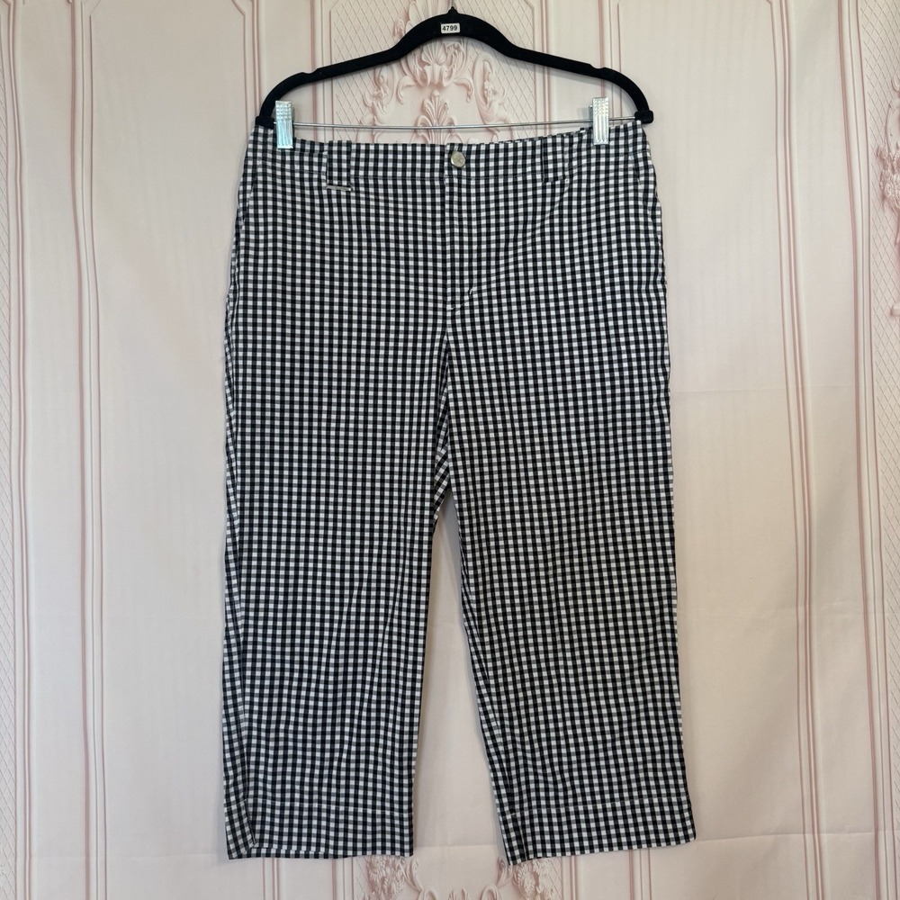 Lauren Ralph Lauren Black & White Gingham Crop Pants Women's Size 12